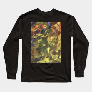 Abstract art background. Acrylic painting on canvas with color texture, paint brush strokes. Modern, contemporary art, impressionism. Design for fabric, textiles, wallpapers, covers, packaging, wrapping paper. Long Sleeve T-Shirt